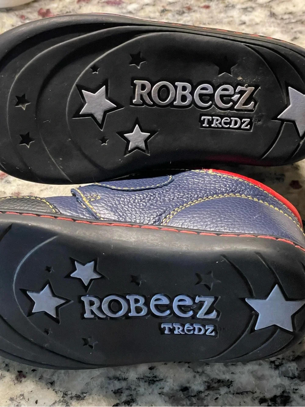 Kids Navy and Red Leather Slip-On Shoes
